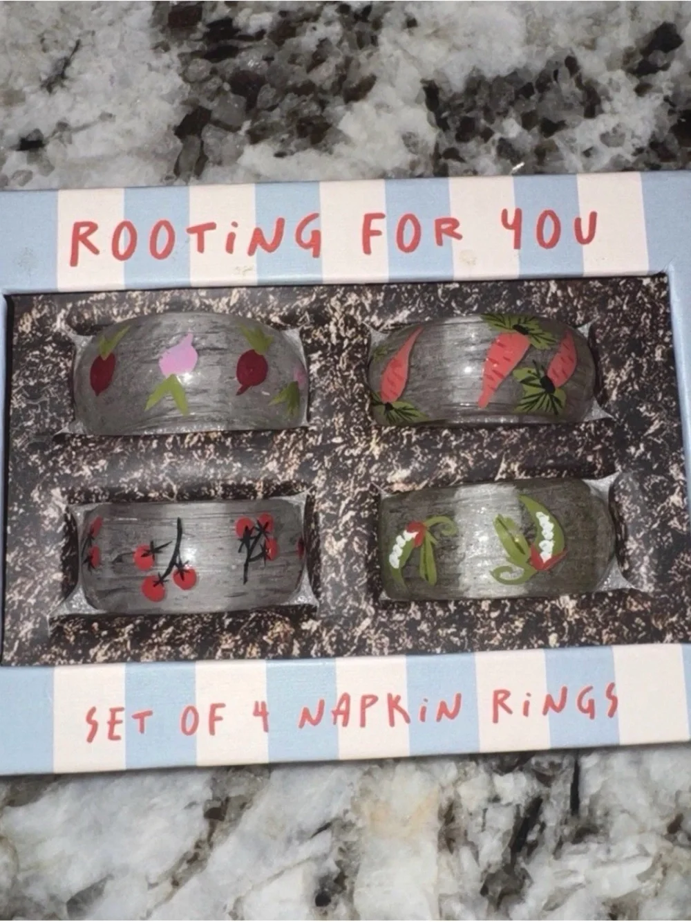 NEW Anthropologie Crudité Boxed Napkin Rings, Set of 4